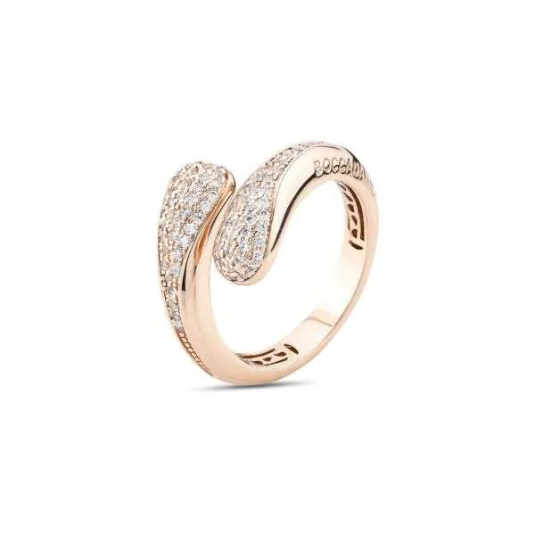 Boccadamo Anello contrarié color oro rosa con doppia goccia zirconata