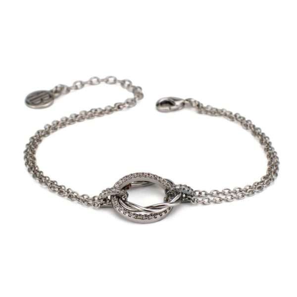 Boccadamo Bracciale rodiato con doppio cerchio centrale