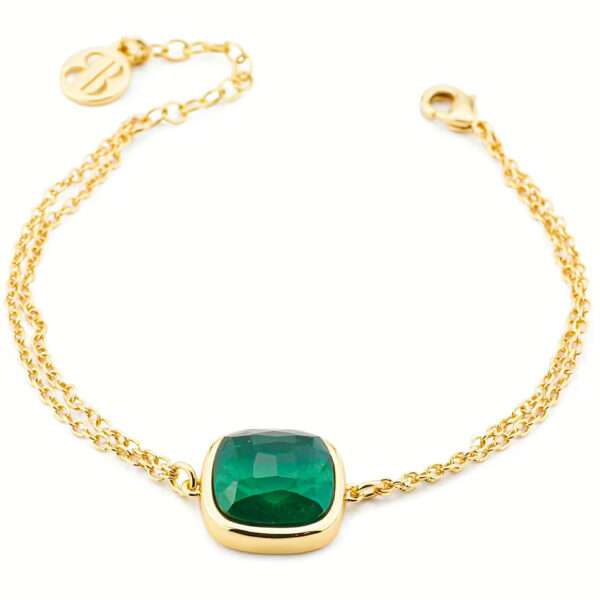 Boccadamo Bracciale placcato oro giallo con cristallo grande verde tormalina