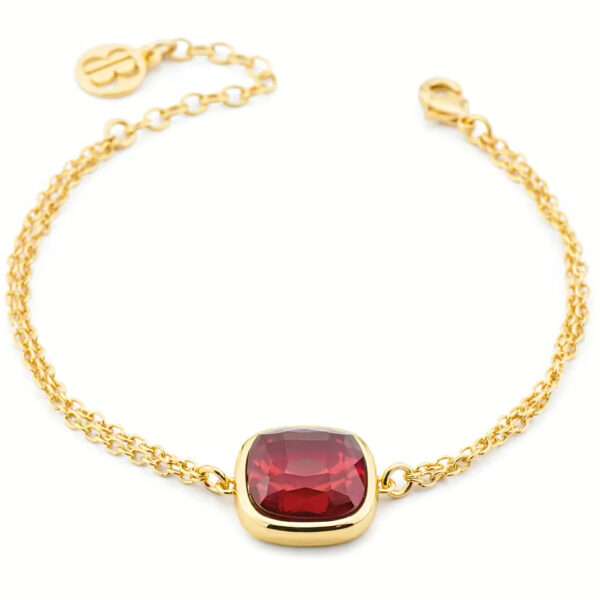 Boccadamo Bracciale placcato oro giallo con grande tormalina rossa