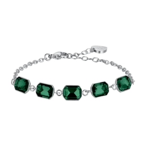 Luca Barra bracciale con cristalli verdi