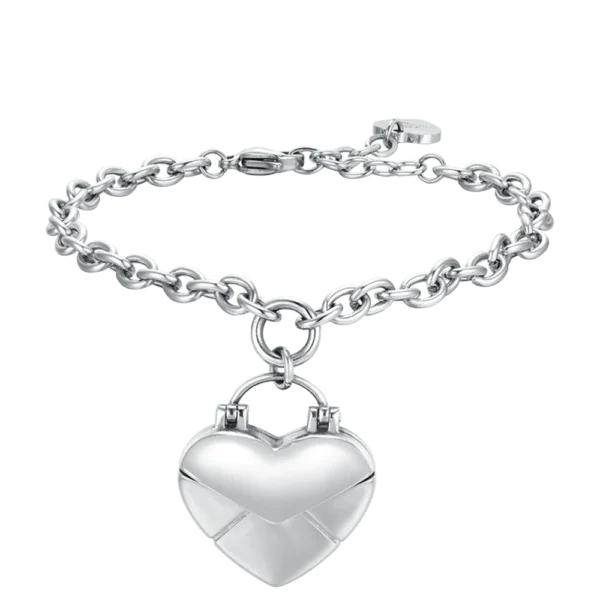 Luca Barra bracciale in acciaio con cuore lettera